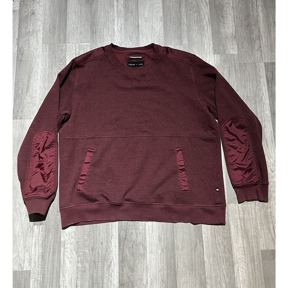 EDGAR + ASH maroon long sleeve front pocket crewneck sweatshirt Mens XXL